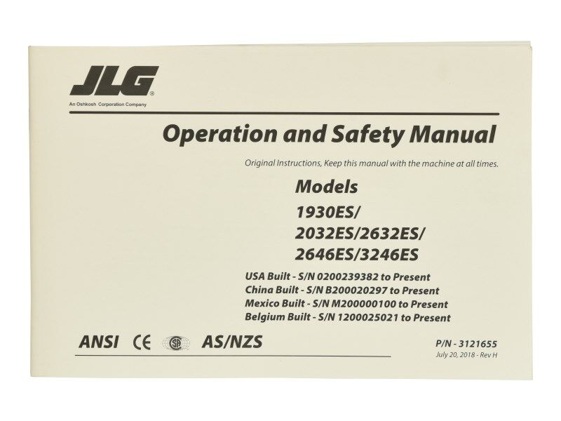 3121655 Mnl, Es Scissors Gbl Oper/Safe | JLG