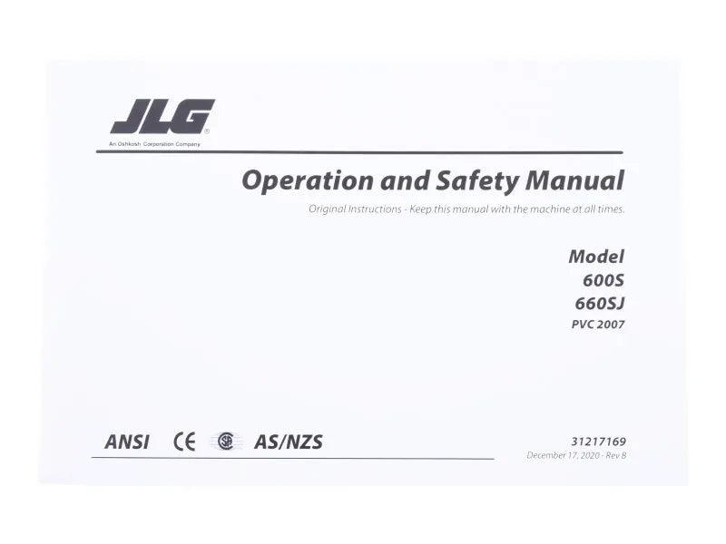 31217169 Manual, 600S/660Sj Operator PVC 2007 | JLG