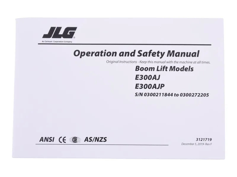 Part Number 3121719 E300 Gbl Oper/Safety Sn211844> fits JLG