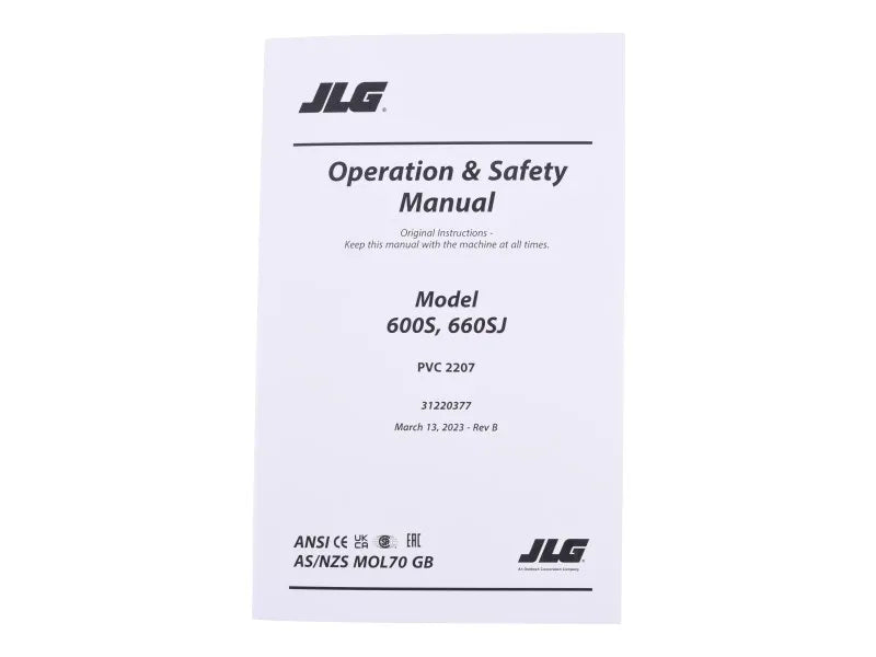 31220377 Manual, Operator 600S/660Sj PVC 2207 | JLG