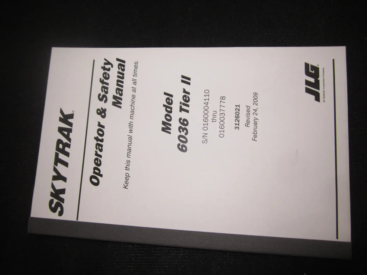 Part Number 3126021 Manual, Own/Oper 6036 fits JLG
