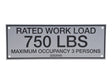 Part Number 3252045 Nameplate, 750 Lb Work Load fits JLG