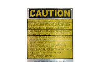 3252061 Nameplate, Caution | JLG - BHE Parts Store