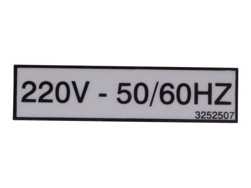 Part Number 3252507 Nameplate, 220V-50/60Hz fits JLG