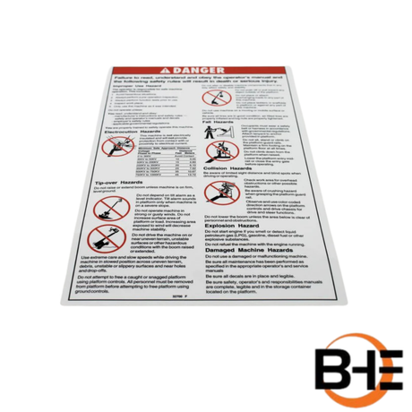 Part Number 32700GT Danger Gen Safety Rules Decal