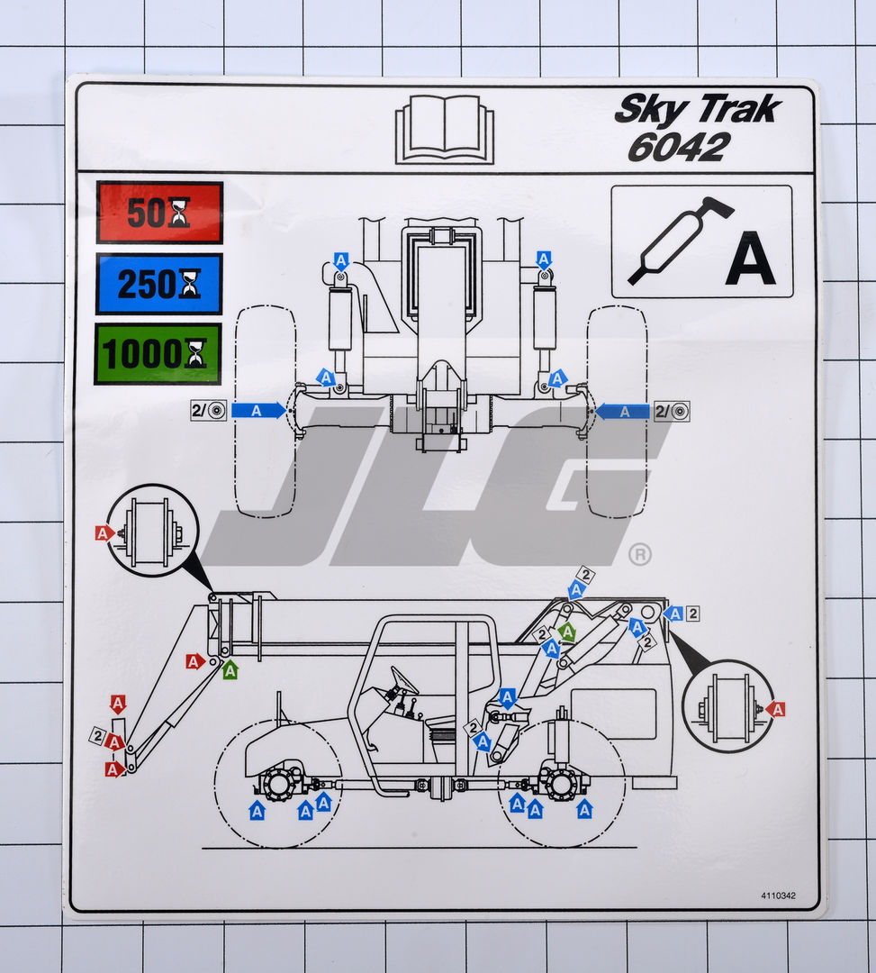 4110342 Tabla de lubricación de calcomanías 6042 L | JLG