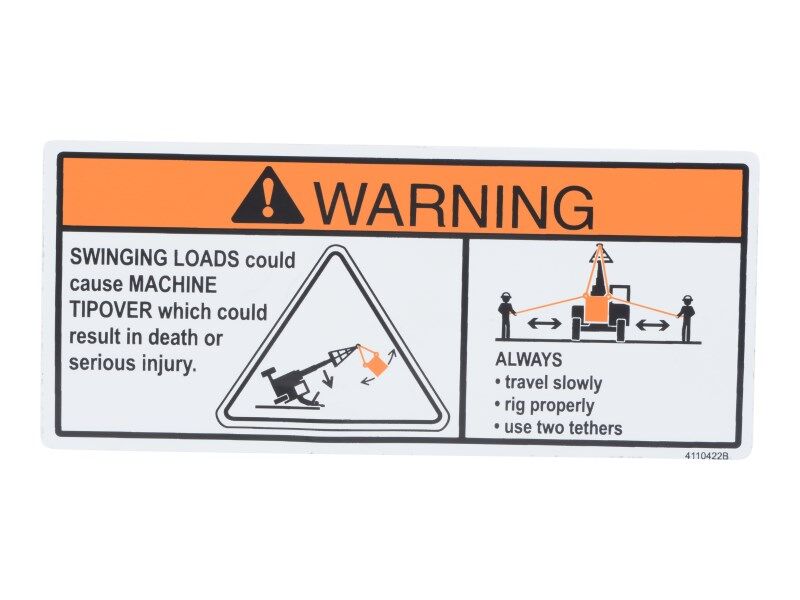 4110422 Decal Danger Swing Loads | JLG
