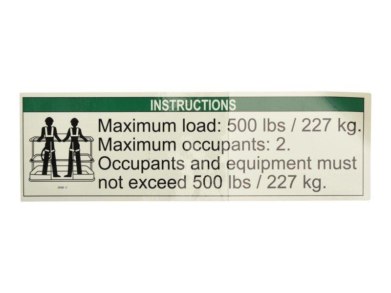 70040438 Notice Max Load 500Lbs