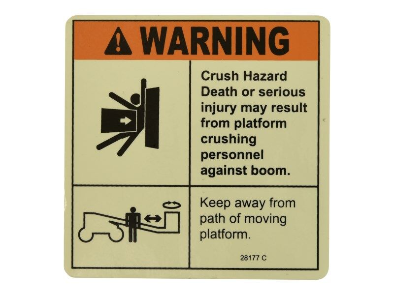 Part Number 70040441 Warn Crush Hazard fits JLG