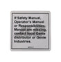 Part Number 70040453 Label, Manual Not Here fits JLG