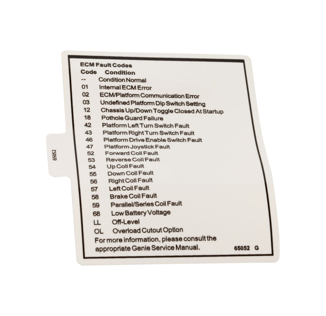 Part Number 70040472 Fault Codes fits JLG