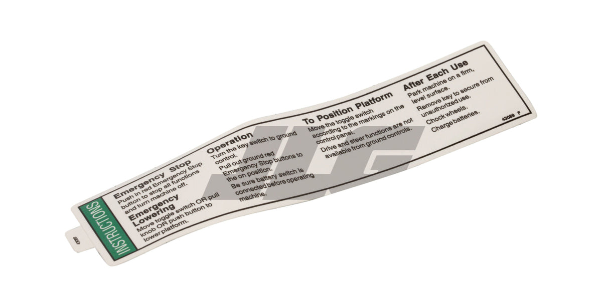 Part Number 70040473 Instructions Oper, Gcp fits JLG