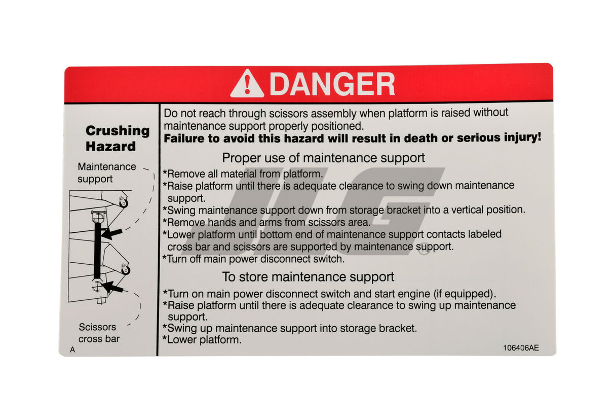 70040646 Decal, Safety Bar | JLG