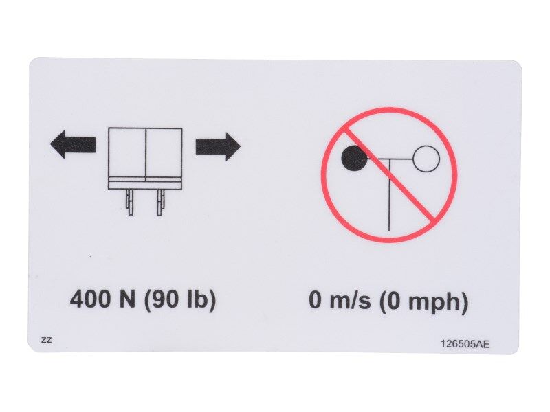 70040651 Decal, Side Force/No Wind | JLG