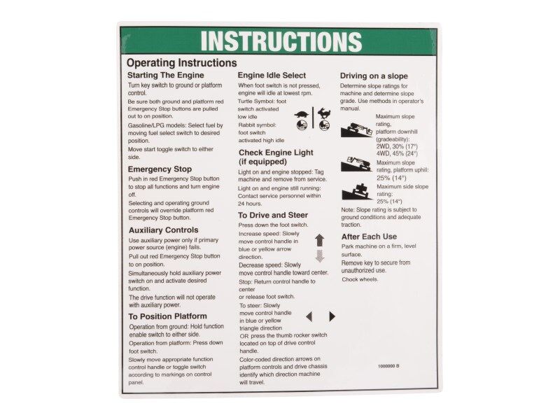 Part Number 70040757 Notice, Operator Inst Ic fits JLG