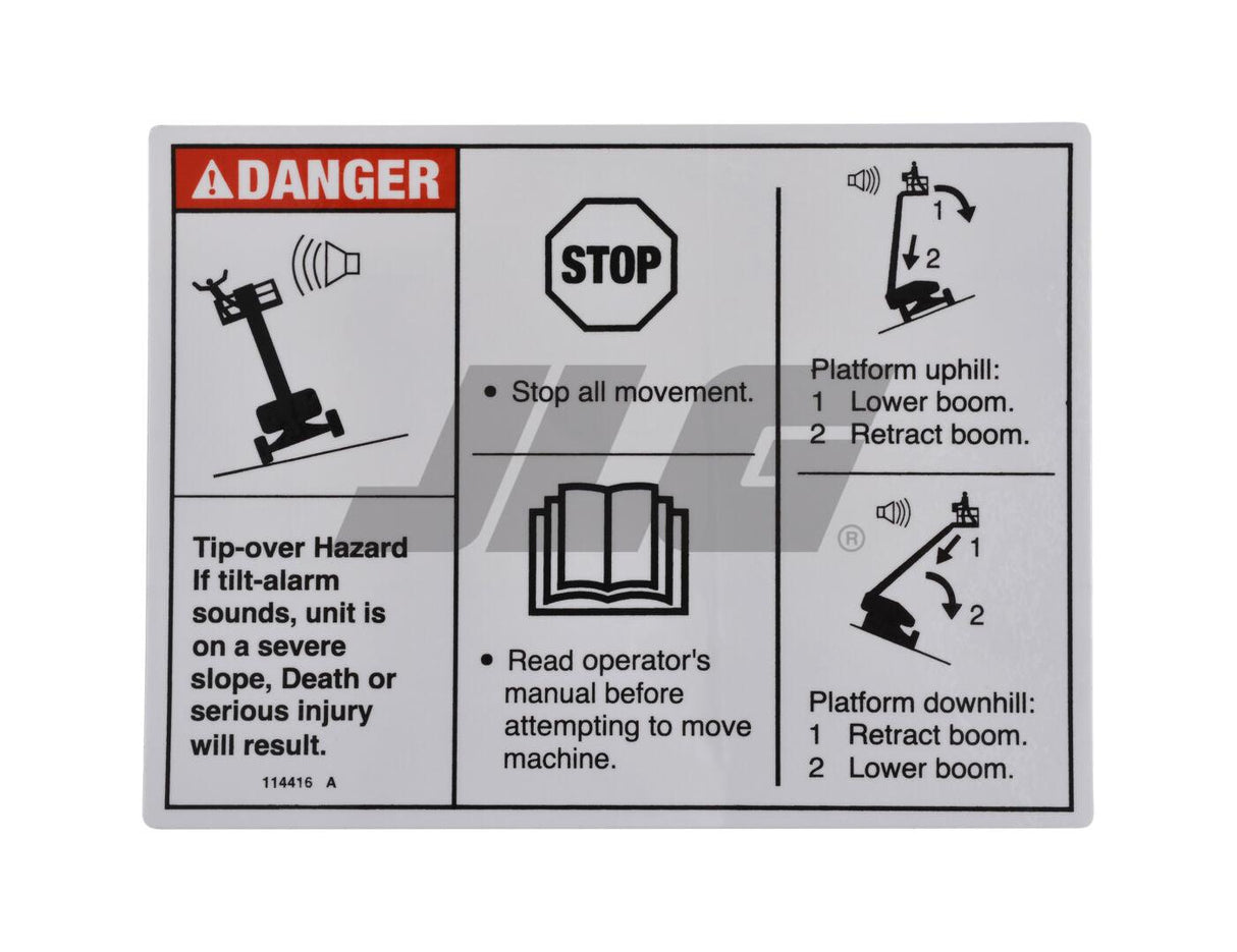70040760 Tip over Tilt Danger Decal