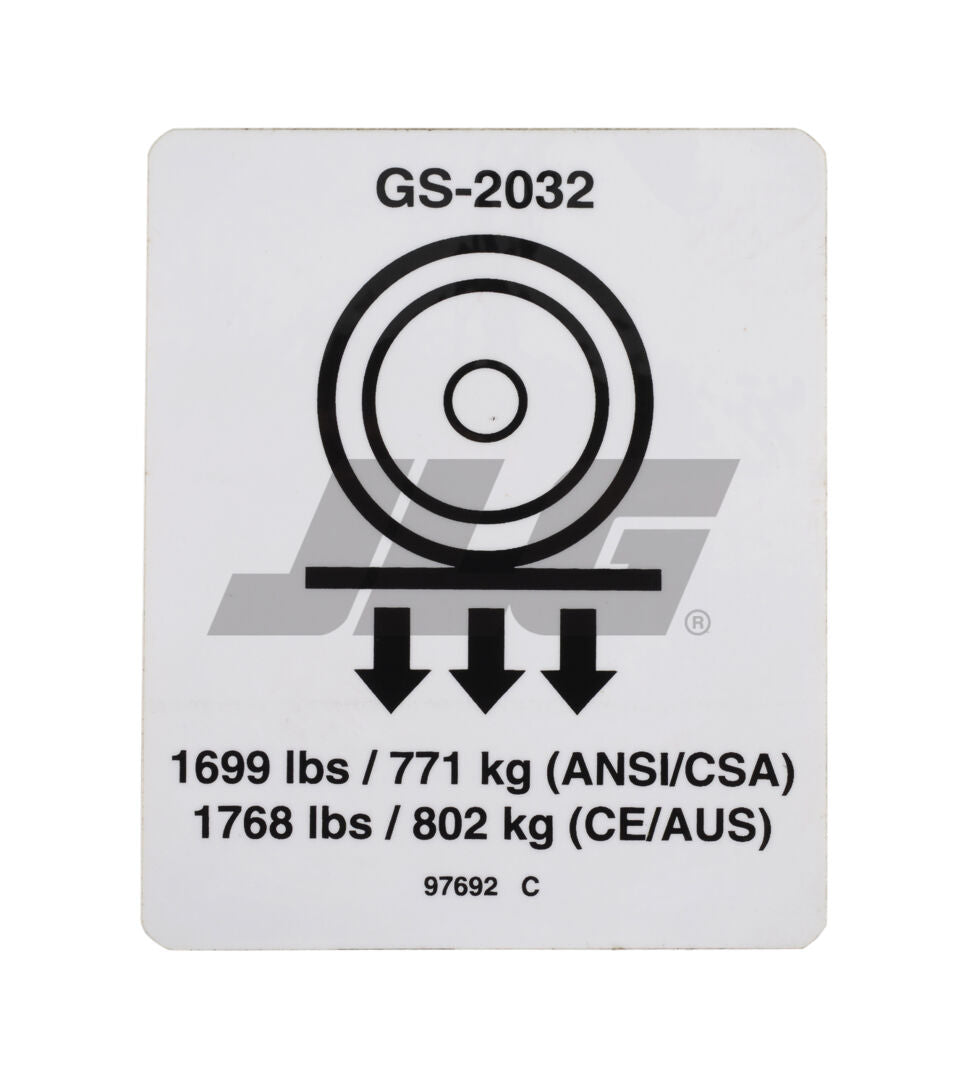 Part Number 70040775 Wheel Load 2032 fits JLG