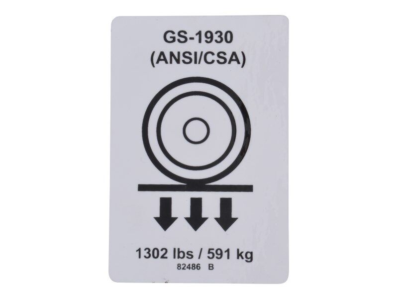 Part Number 70040791 Label, Wheel Load 1930 fits JLG