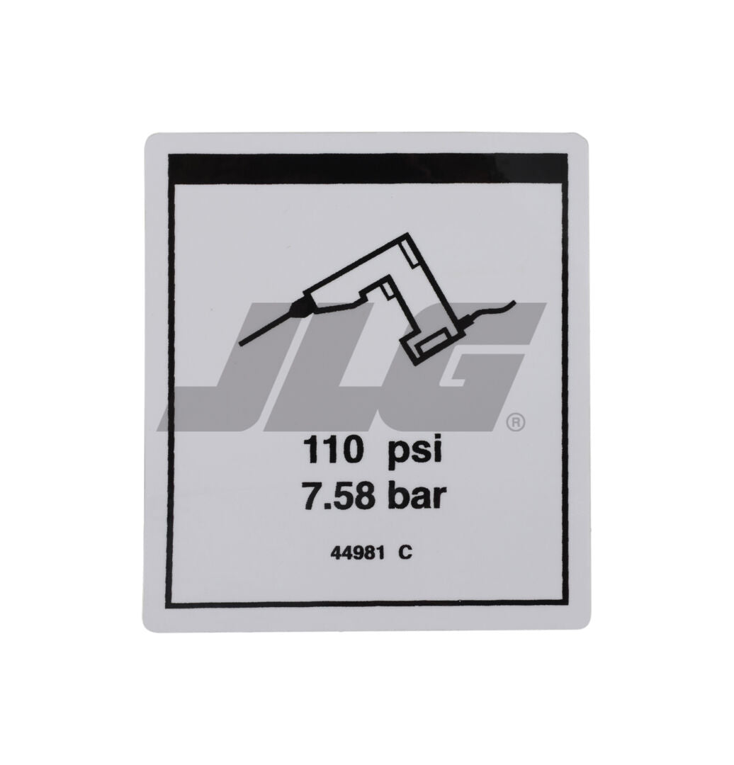 Part Number 70040808 Label, Airline 110 PSI fits JLG