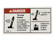 Part Number 70040809 Danger, Tip-Over, Tilt fits JLG