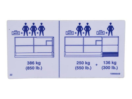 70041516 850 Lb Capacity Decal