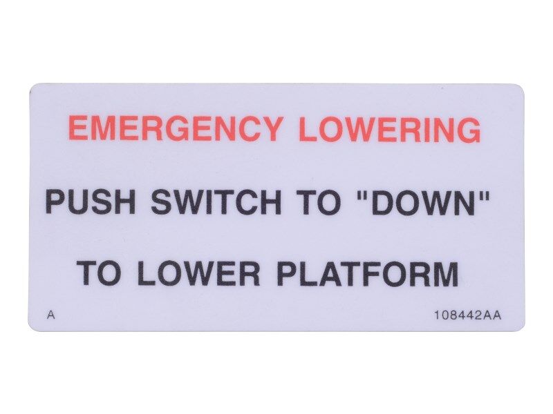 70041557 Decal, Push Sw To Down | JLG