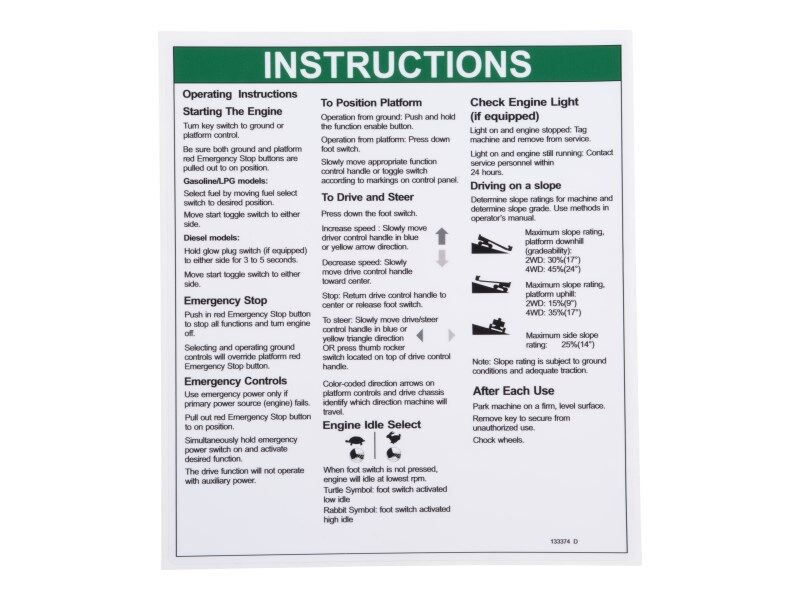 70041719 Decal, Notice Operating | JLG