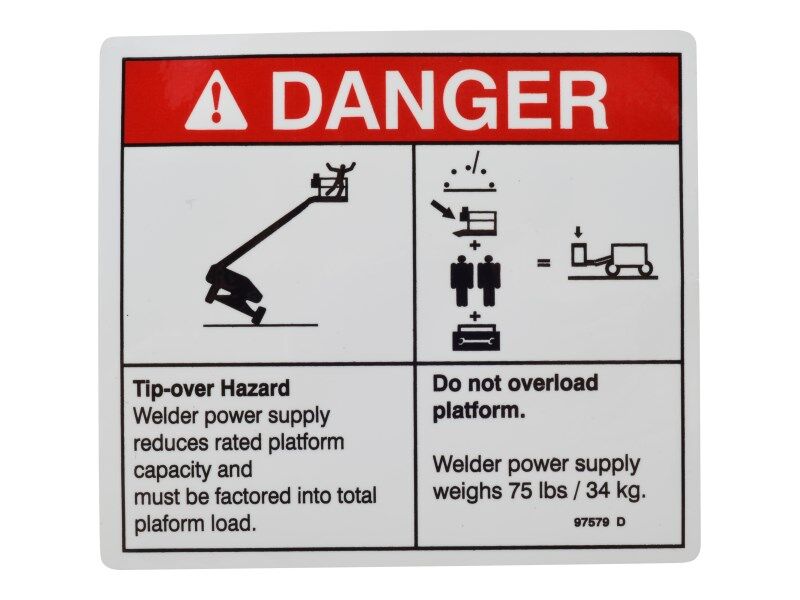 70041736 Decal, Danger, Tip-Over | JLG