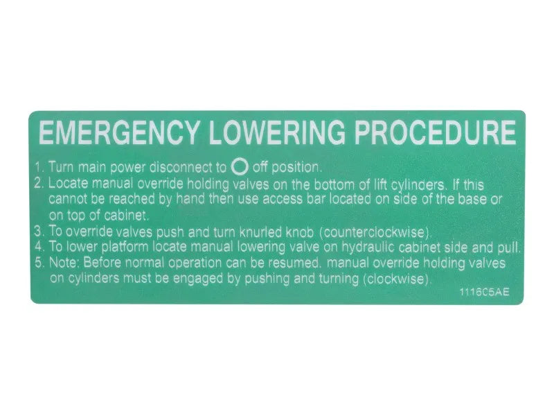 70043121 Decal, Lower Procedure | JLG