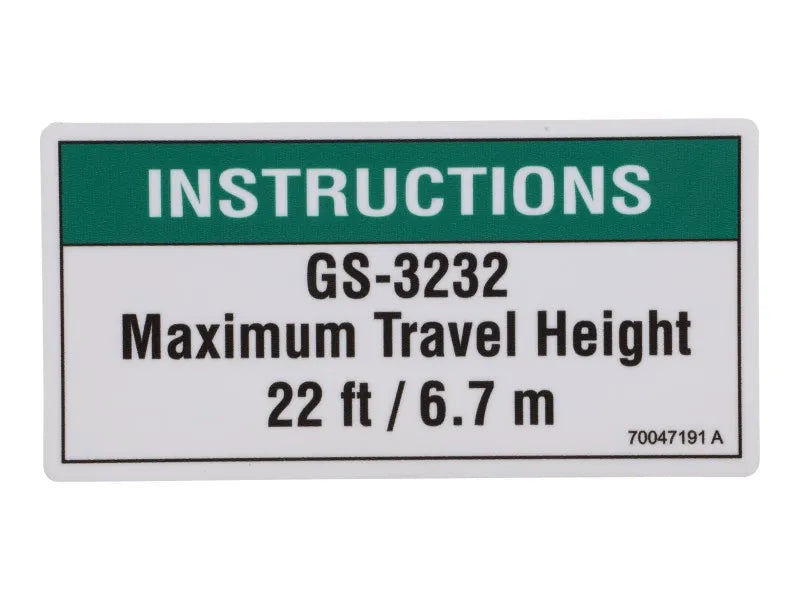 70047191 Decal,Instructions | JLG