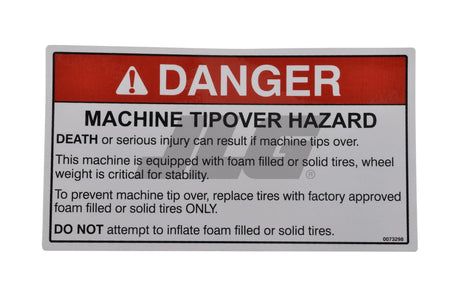 73298 Foam Solid Tires Danger Decal