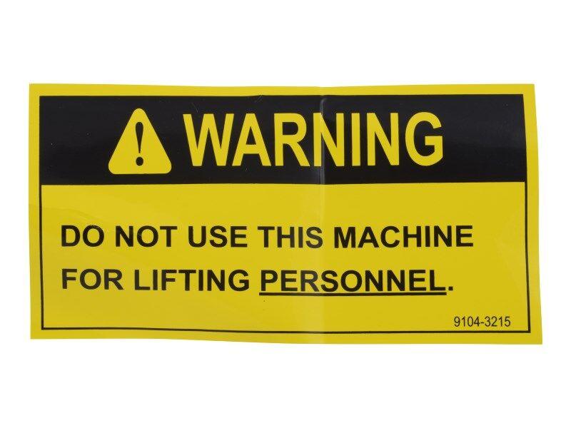 91043215 Lift Personnel Warning Decal