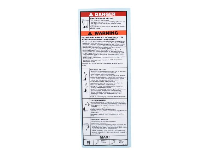 AU2120 Decal, Loads & Safety Instr | JLG