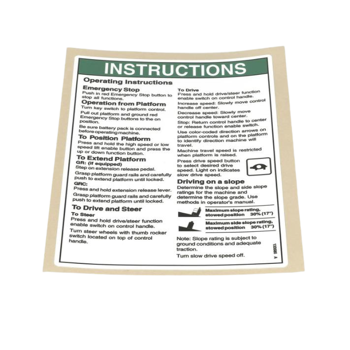 133585GT Operating Inst Plat Gr - Genuine Genie Replacement Part