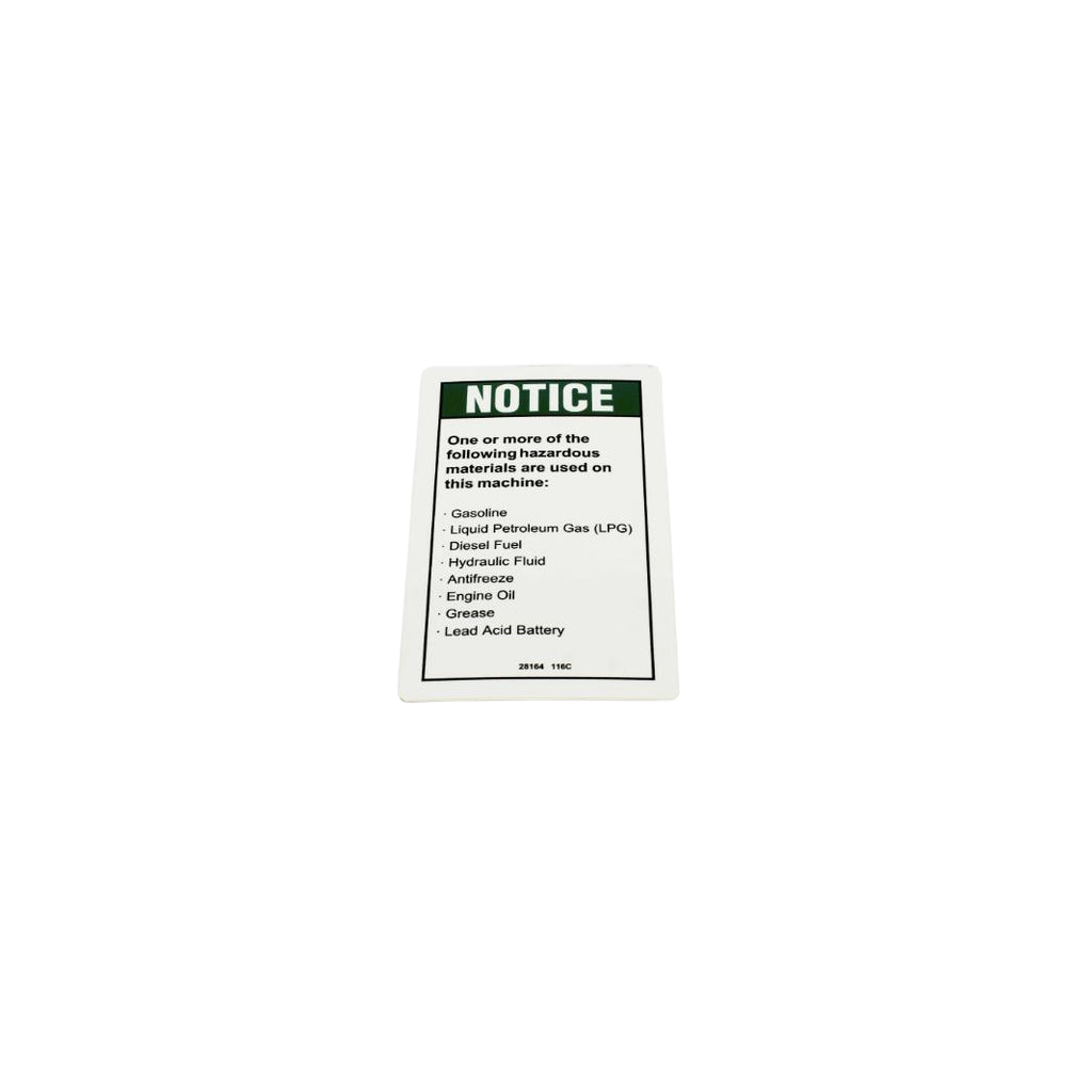 28164GT Decal Notice Hazardous Mat'Ls - Genuine Genie Replacement Part