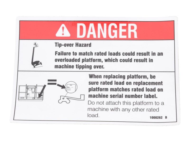 1000262 Decal, Danger, Tip-Over, Platform | Genie
