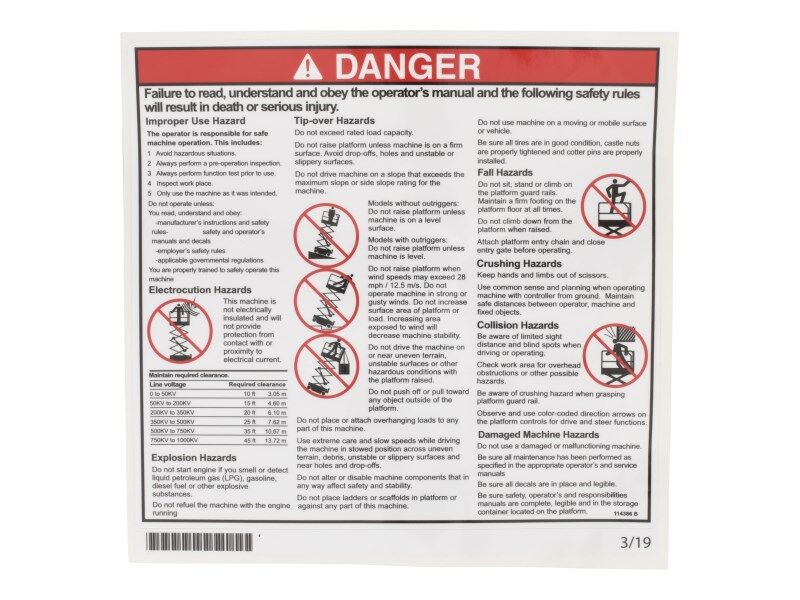 114386 Danger, General Safety | Genie