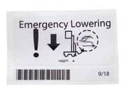 Part Number 133277 Decal, Emergency Lowering fits Genie