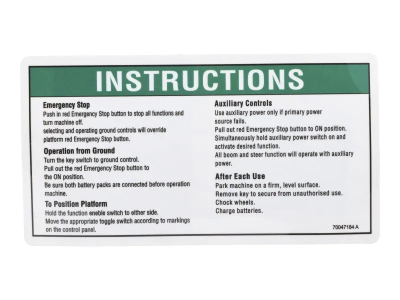 52947 Decal, Ground Instructions | Genie