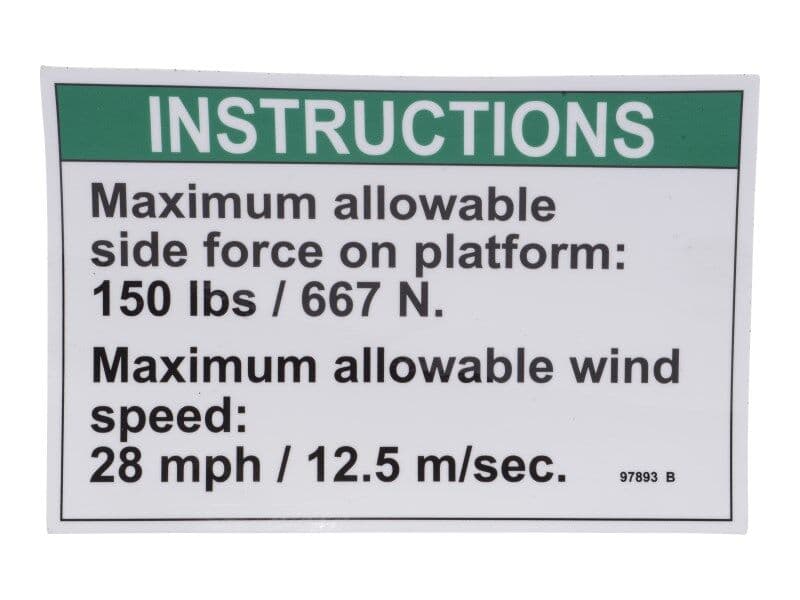 97893 Decal, Notice Side For/Wind | Genie