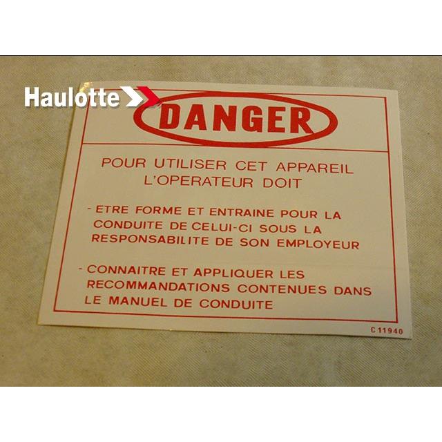 1460119400 Danger Label Plan | Genuine Haulotte