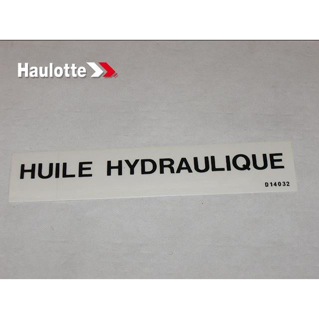 1460140320 Hydraulic Oil Label | Genuine Haulotte