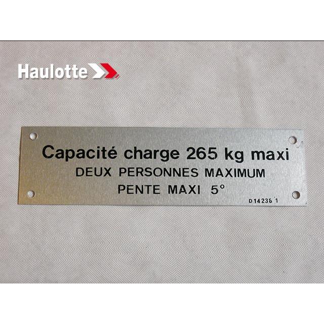 1460142381 Floor Height + Load Label | Genuine Haulotte