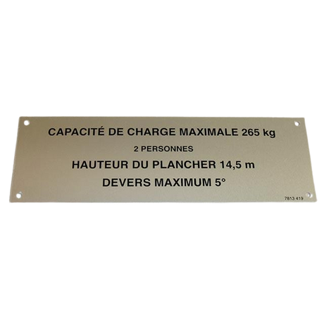 Part Number 3078134190 Load Capacity Label fits Haulotte