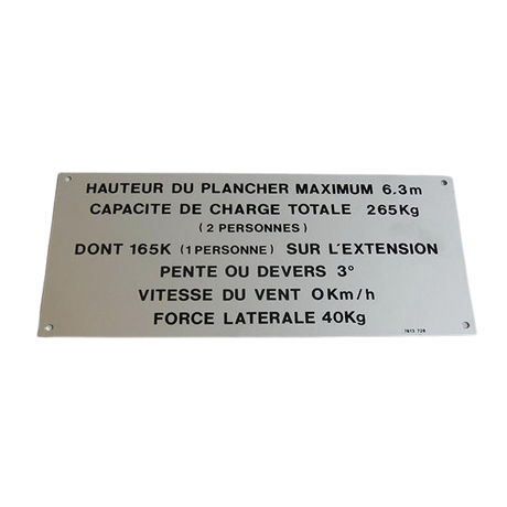 Part Number 3078137281 Floor Height + Load Label fits Haulotte