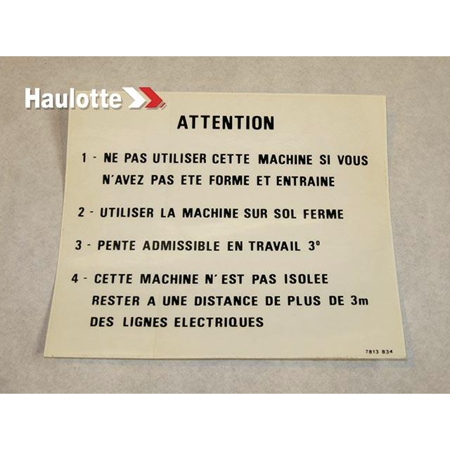 3078138340 Attention (Mise Label) | Genuine Haulotte