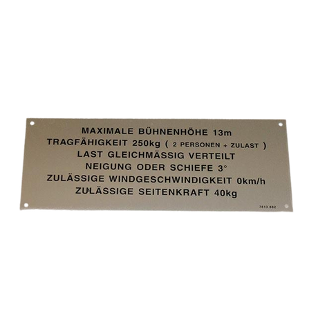 Part Number 3078138820 Label fits Haulotte