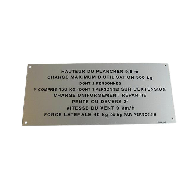 Part Number 3078138870 Floor Height + Load Label fits Haulotte