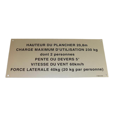 Part Number 3078140100 Floor Height + Load Label fits Haulotte