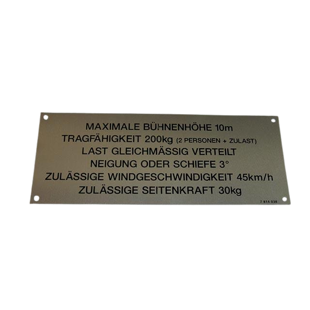 Part Number 3078140380 Floor Height + Load Label fits Haulotte